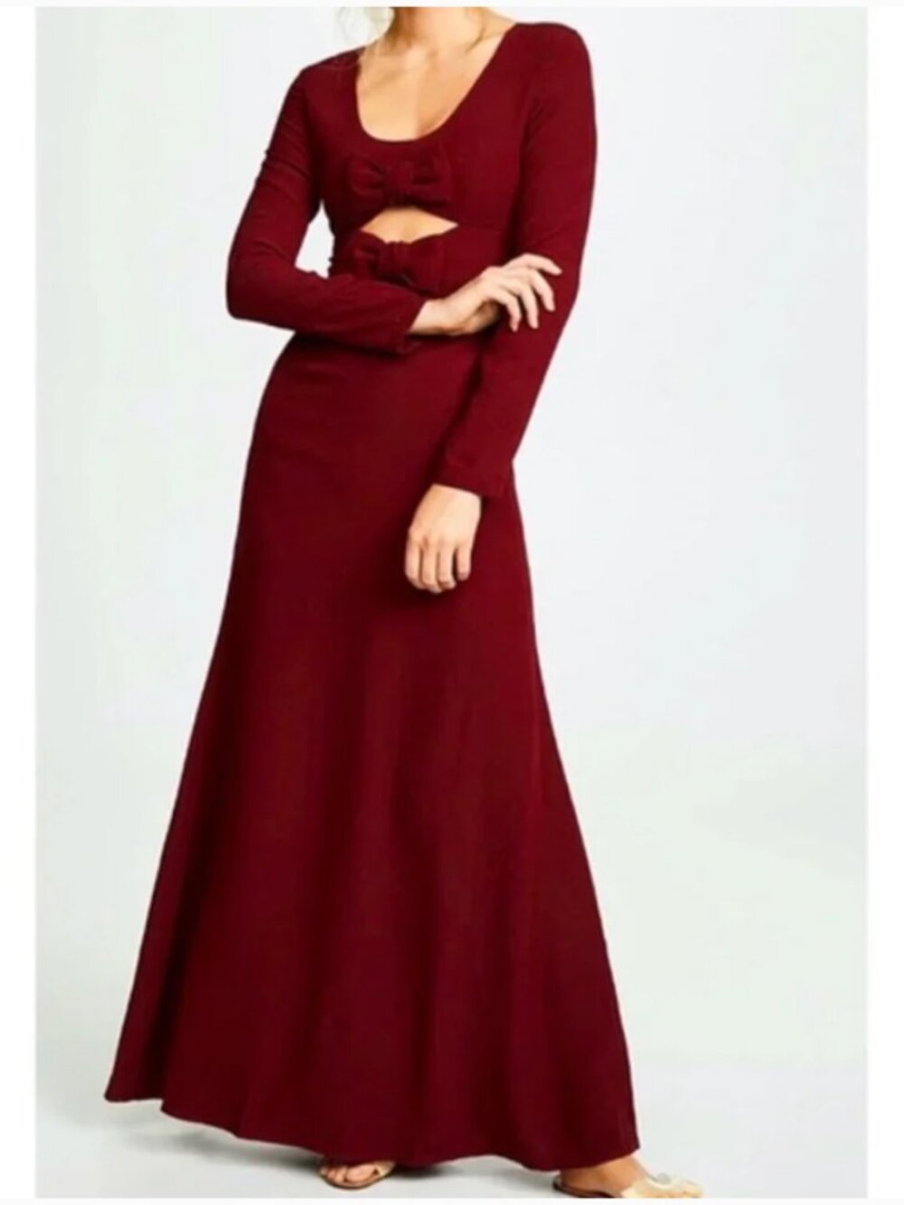 STAUD long sleeve Lido dress with bow cut out size 4